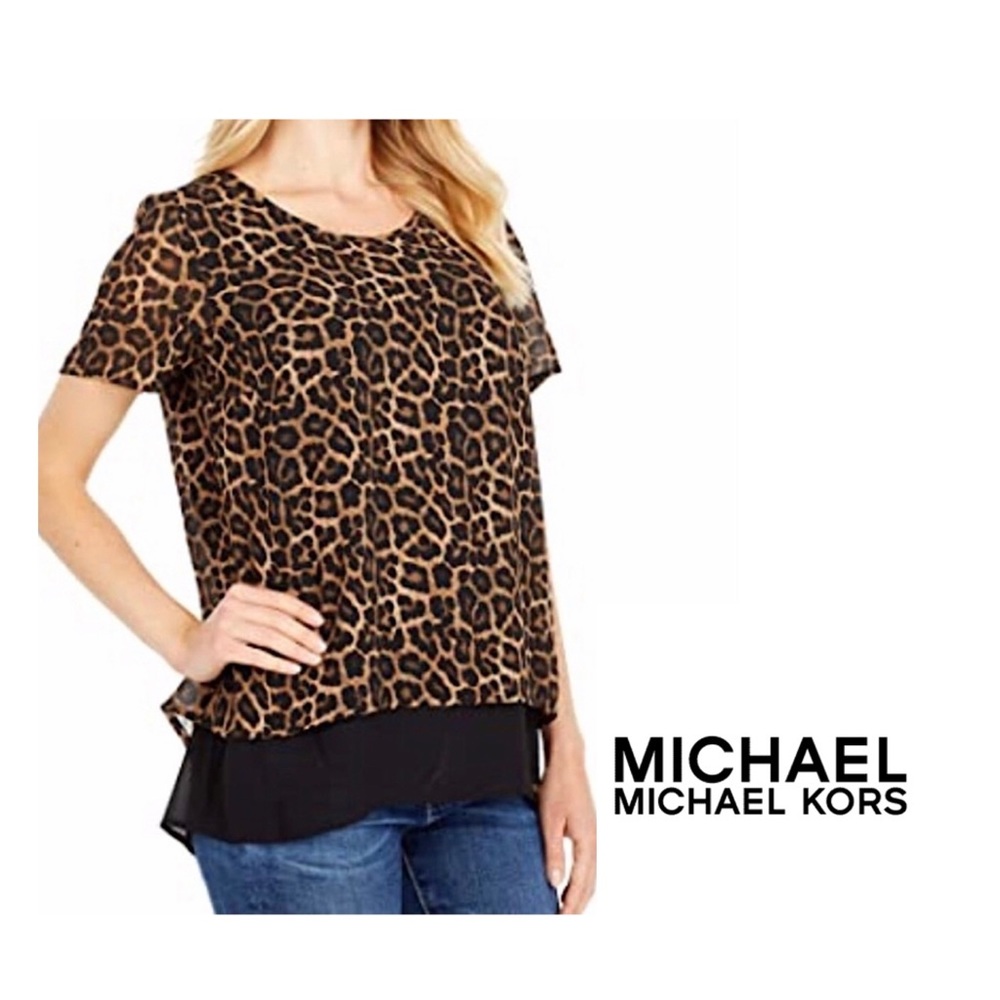 🐆Michael Kors Layered Cheetah Print Blouse
